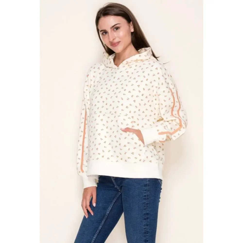 White Birch - Floral Print Hoodie - Picture 1 of 3